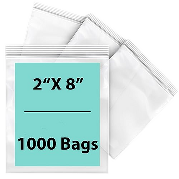 LDPE 2 mil Reclosable Poly Bags 2X8 inches 1000 Bags